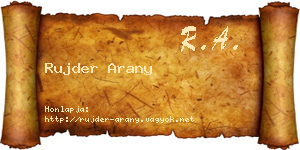 Rujder Arany névjegykártya